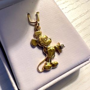 Solid 14K Mickey Mouse Pendant Charm with mini Diamond